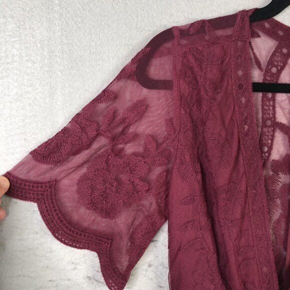 The Impeccable Pig Dress Womens S Burgundy Lace Maxi Floral Boho Dark Fairy - Picture 14 of 16